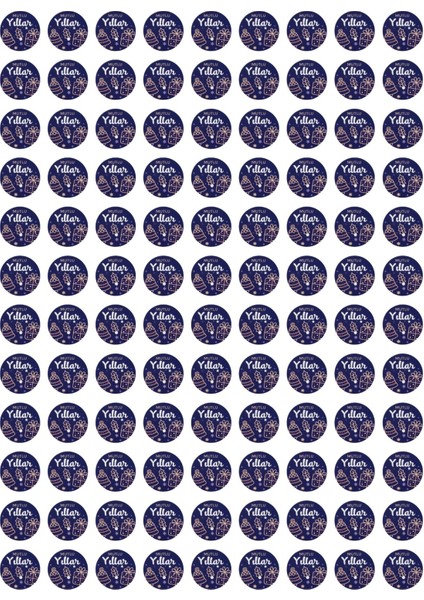 Yılbaşı Temalı Mutlu Yıllar Sticker Seti, Yeni Yıl Hediye Paketleme Etiketi, 108 Adet, 33X33MM, Mavi