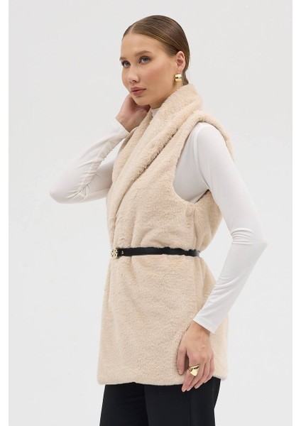 Kadın Suni Dokulu Kemerli Astarlı Yelek fırsatları