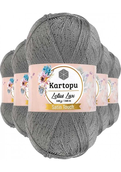 5 Adet Lotus Lux Bikini Büstiyer Bluz Simli Örgü Ipi K941 Açık Gri