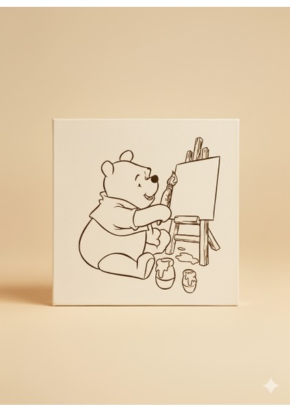 Çocuklar Için Sevimli Ayı Pooh Tuval Boyama Seti | Kendin Yap Çizgi Film Karakterli Set fiyatları