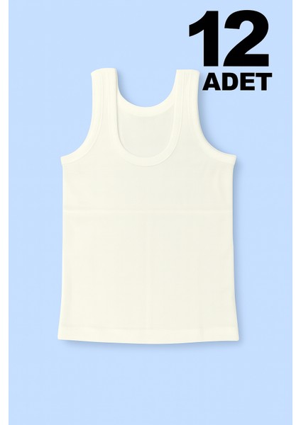 Erkek Çocuk Atleti %100 Pamuk Oval Yaka 12'li Paket