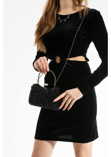 Lüks Özel Gün Düğün Davetiye Nişan Abiye Çanta Taşlı Parlak Kulplu fırsatları