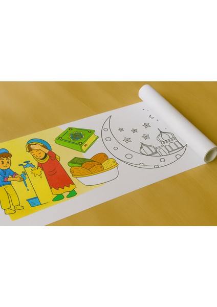 “Hoş Geldin Ramazan Boyama Rulosu – 5 Metre Uzun Dev Etkinlik Kağıdı | Çocuklar Için Ramazan Eğitimi, Iftar, Cami ve Hilal Temalı Boyama Etkinliği” fırsatları