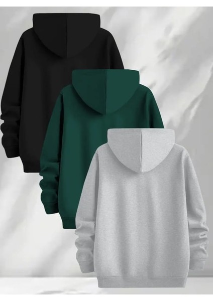 Punıx Büyük Beden Yüksek Kalite Rahat Kalıp Kapüşonlu Kışlık Erkek 3'lü Sweatshırt fiyatları