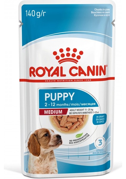 Orta Irklar için Yavru Yaş Köpek Maması 10 x 140g