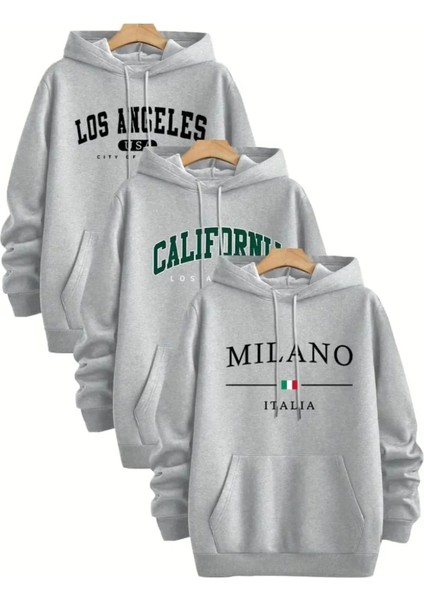 Punıx Büyük Beden Yüksek Kalite Rahat Kalıp Kapüşonlu Kışlık Erkek 3'lü Sweatshırt