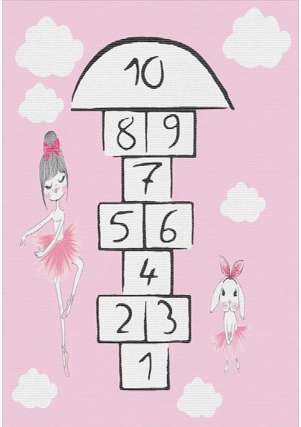 Pamuk Dokuma Taban Kaymaz Yıkanabilir Çocuk Odasına Çocuk Halısı