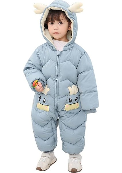 Bebek Fermuarlı Kozmonot Tulum Mavi 90 Beden