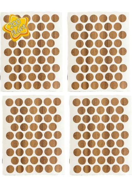 200 Adet Açık Ceviz Yapışkanlı Yapıştırma Vida Tapası Tıpası Siyah Vida Kapatıcı Kapağı 14 mm