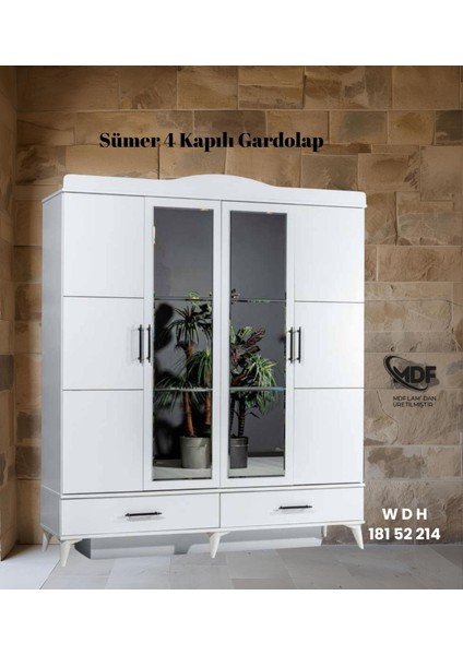 Sümer 4 Kapılı Gardolap / Dolap