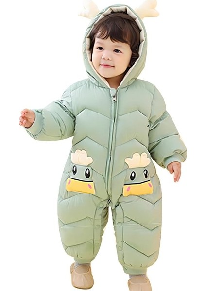 Bebek Fermuarlı Kozmonot Tulum Yeşil 90 Beden