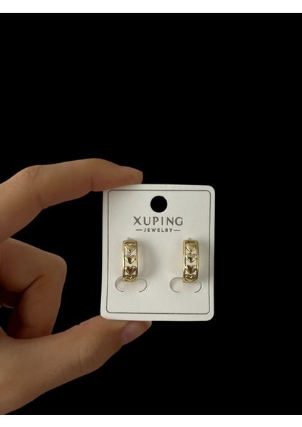 Kadın Çelik Küpe Kalpli Küpe Kadın Küpe Çelik Küpe Xupıng Jewelry Gold Kaplama Kalp Desenli Küpe Kadın Sevimli Bağlantılı Huggie Halka Kararmaz Antialerjik Takı modelleri