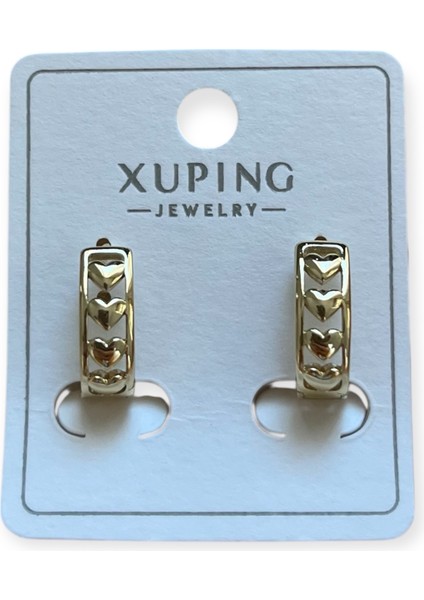 Kadın Çelik Küpe Kalpli Küpe Kadın Küpe Çelik Küpe Xupıng Jewelry Gold Kaplama Kalp Desenli Küpe Kadın Sevimli Bağlantılı Huggie Halka Kararmaz Antialerjik Takı
