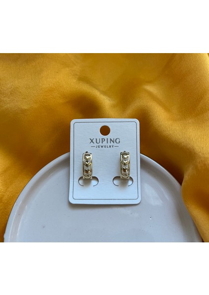 Kadın Çelik Küpe Kalpli Küpe Kadın Küpe Çelik Küpe Xupıng Jewelry Gold Kaplama Kalp Desenli Küpe Kadın Sevimli Bağlantılı Huggie Halka Kararmaz Antialerjik Takı fırsatları