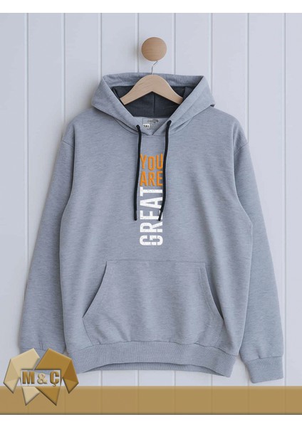 Erkek Kapşonlu Uzun Kollu Sweatshirt Mevsimlik 2 Ip Özel Tasarım Cepli Büyük Beden Hodie