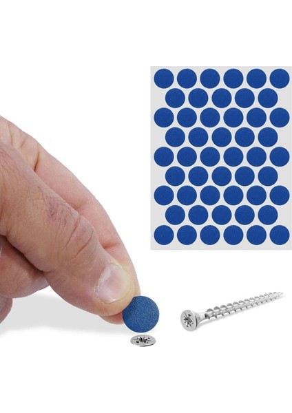 Pacific Yapışkanlı Yapıştırma Vida Tapası Mavi 50 Adet Vida Kapatıcı (Tek Sayfa)