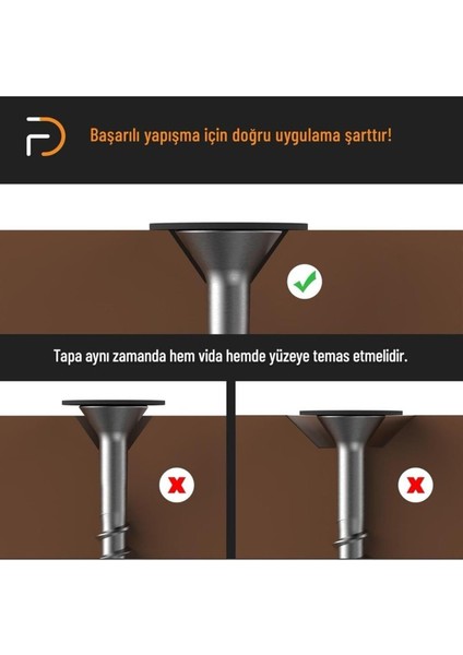 100 Adet - Pembe Yapışkanlı Yapıştırma Vida Tapası Tıpası Siyah Vida Kapatıcı Kapağı