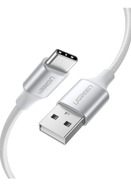 Örgülü USB Type-C Şarj ve Kablosu, Beyaz, 2 Metre