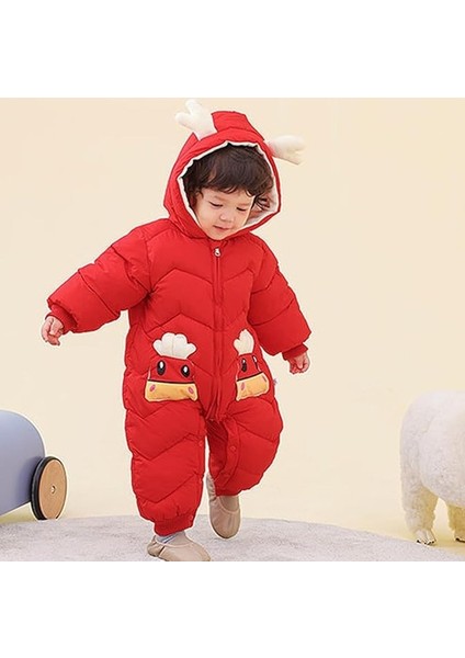 Bebek Fermuarlı Kozmonot Tulum Kırmızı 100 Beden fiyatları