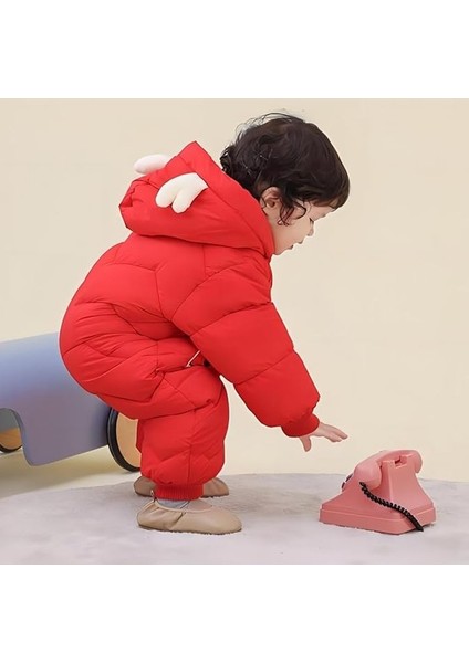 Bebek Fermuarlı Kozmonot Tulum Kırmızı 100 Beden modelleri