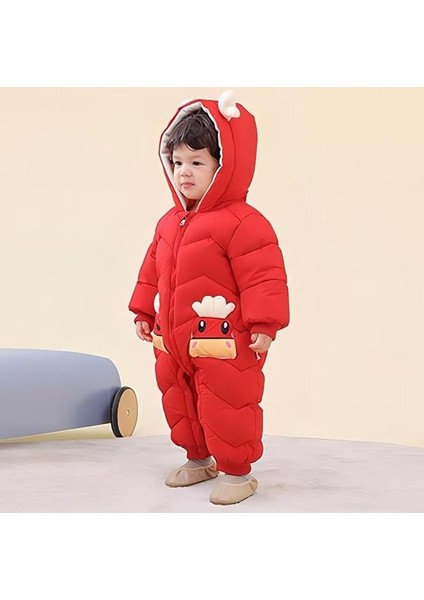 Bebek Fermuarlı Kozmonot Tulum Kırmızı 100 Beden fırsatları