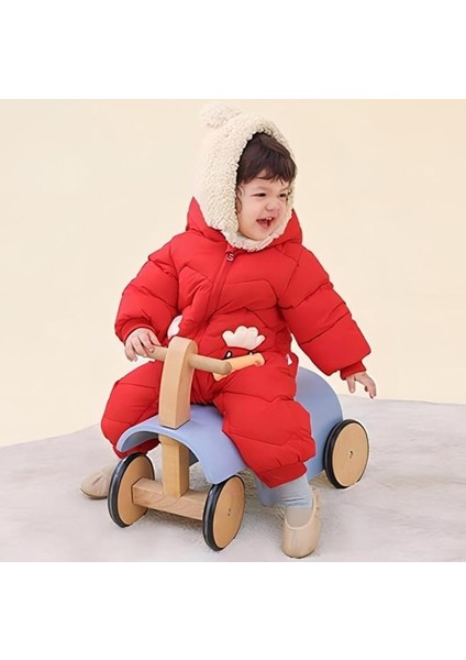 Bebek Fermuarlı Kozmonot Tulum Kırmızı 100 Beden indirimleri