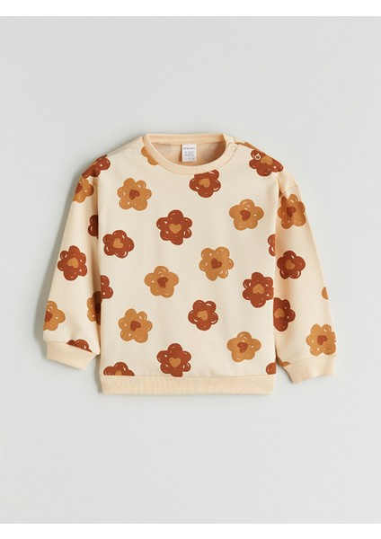 Yeni Sezon Bisiklet Yaka Baskılı Kız Bebek Sweatshirt ve Tayt 2'li fiyatları