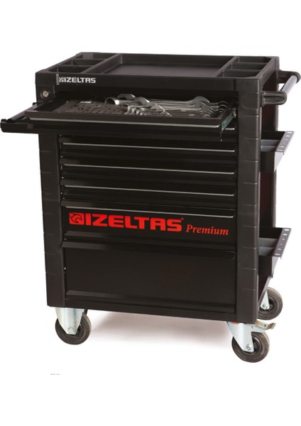 İzeltaş Premium 7 Çekmeceli Takım Dolabı – 243 Parça Full Dolu Takım Arabası