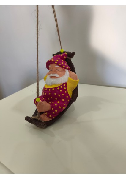 Hamakta Sallanan Cüce Dekoratif Biblo Balkon Süsü - Dekoratif Ev Aksesuarı