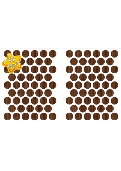 100 Adet - Ceviz Yapışkanlı Yapıştırma Vida Tapası Tıpası Siyah Vida Kapatıcı Kapağı