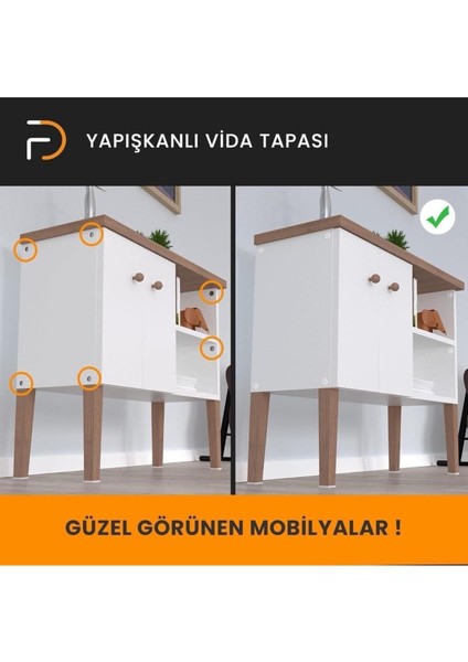 100 Adet - Ceviz Yapışkanlı Yapıştırma Vida Tapası Tıpası Siyah Vida Kapatıcı Kapağı