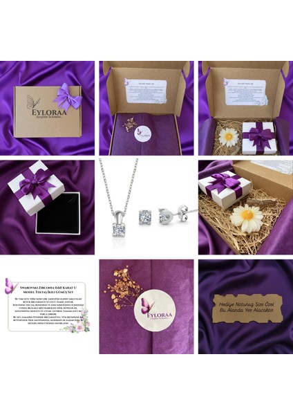 Mia Zirconia 0,60 Karat U Model Tektaş Ikili Gümüş Set Kolye-Küpe 925 Ayar Hediye Paketi Gönderimi fiyatları