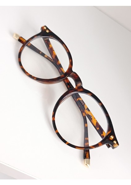 Yuvarlak Leopar Desenli Şeffaf Camlı Gözlük modelleri