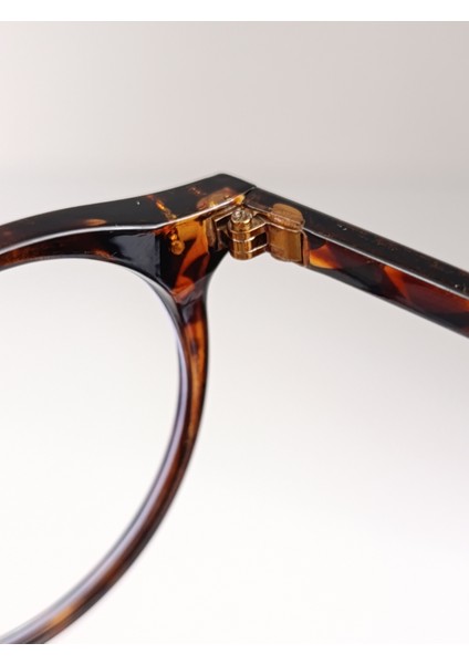 Yuvarlak Leopar Desenli Şeffaf Camlı Gözlük