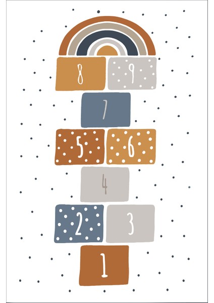 Pamuk Dokuma Taban Kaymaz Yıkanabilir Çocuk Odasına Çocuk Halısı