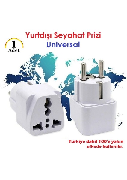 Universal Yurtdışı Seyahat Prizi Seyahat Adaptörü Priz Çevirici Priz Dönüştürücü (1 Adet)
