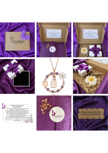 925 Ayar Kadın Rose Gümüş B Harfi Kolye – Manolya Çiçeği Bahar Rüyası Tasarım, Özel Hediye Paketli fiyatları