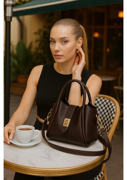 Klasik Şık Kadın Omuz ve El Çantası (Makyaj Çantası Hediyeli)