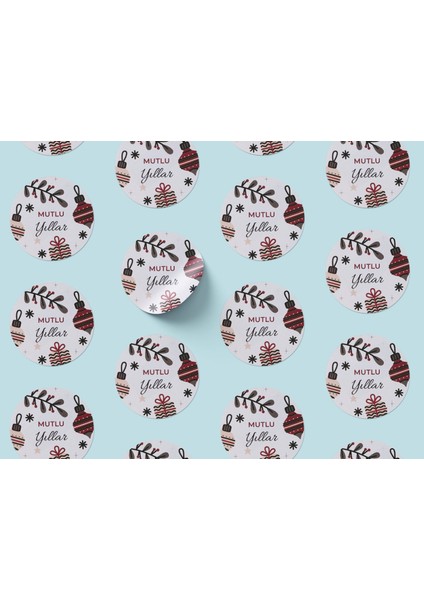 Yılbaşı Mutlu Yıllar Sticker Seti, Yeni Yıl Hediye & Paket Etiketi, 108 Adet, 33X33 mm (3 Tasarım) indirimleri