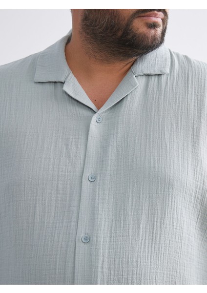 Yeni Sezon Büyük Beden Resort Yaka Kısa Kollu Müslin Erkek Gömlek modelleri
