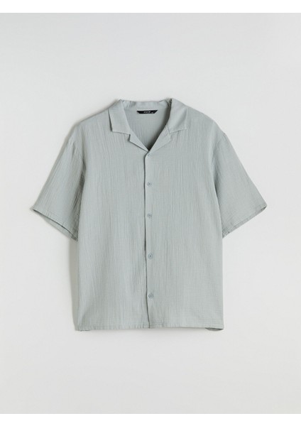 Yeni Sezon Büyük Beden Resort Yaka Kısa Kollu Müslin Erkek Gömlek indirimleri