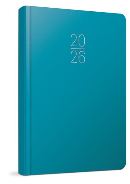 2026 100-ECK Iplik Dikişli - Sert Kapak 14X20 Günlük Beyaz Ajanda Turkuaz