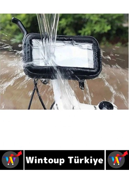 Dayanıklı 360 Derece Döner Su Geçirmez Şeffaf Görüş Engellemez Motosiklet Gidonu Telefon Tutucu modelleri