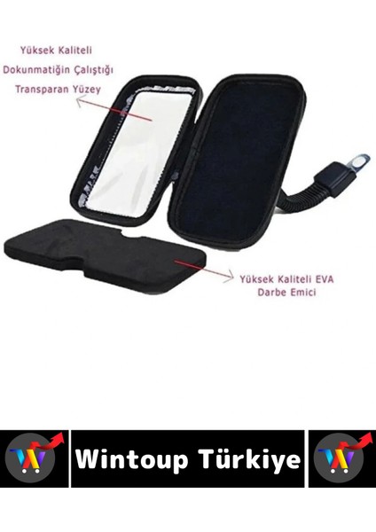 Dayanıklı 360 Derece Döner Su Geçirmez Şeffaf Görüş Engellemez Motosiklet Gidonu Telefon Tutucu fırsatları