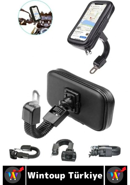 Dayanıklı 360 Derece Döner Su Geçirmez Şeffaf Görüş Engellemez Motosiklet Gidonu Telefon Tutucu indirimleri