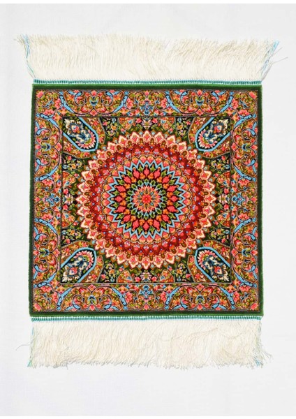 Geleneksel Desenli Ipek Minyatür Halı 40X40 cm (0.16 M²)