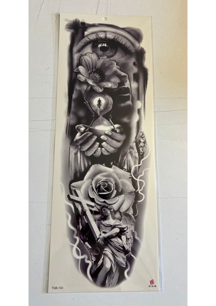 Gül ve Göz 1 Hafta Kalıcı Tam Kol Bacak Yapıştırma Geçici Dövme 46 cm