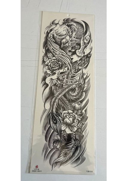 Kanatlı Dragon 1 Hafta Kalıcı Tam Kol Bacak Yapıştırma Geçici Dövme 46 cm