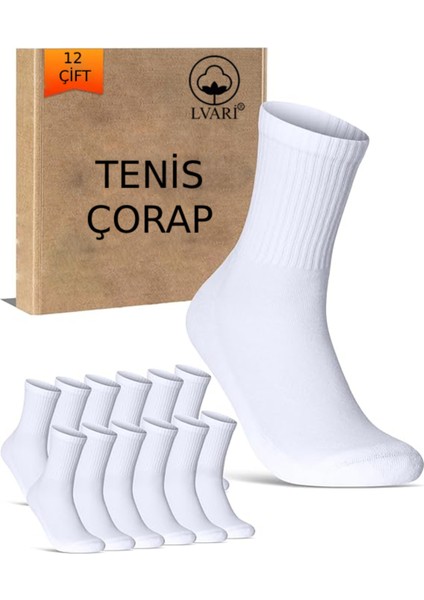 Unisex 10 Çift Pamuklu Düz Beyaz Spor Çorabı Tenis Model