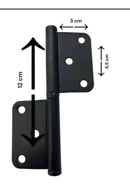 12 cm Siyah Yönsüz Cerman Menteşe